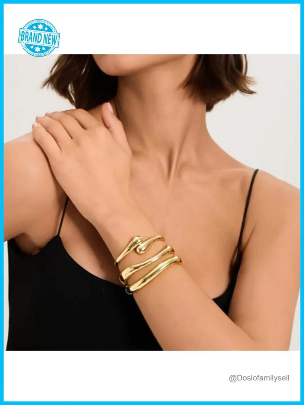 3Pcs Chunky Gold Bangle Bracelets Set, Alloy Steel Gold Plated Stackable Cuff